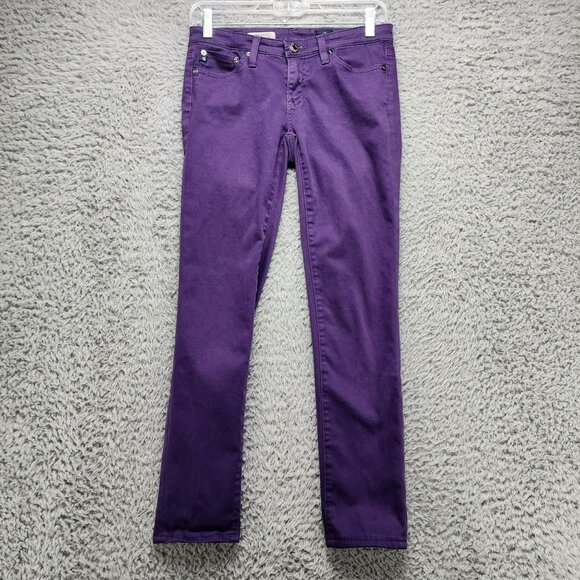 AG Adriano Goldschmied Jeans Womens 25 The Stilt Purple Stretch Skinny Low Rise - Picture 1 of 15